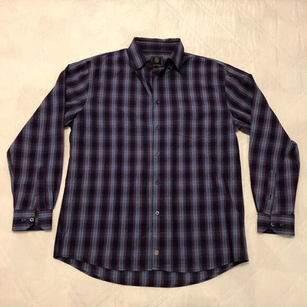 F/X Fusion purple plaid long sleeve dress shirt Large‎